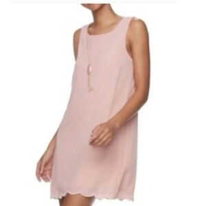 Lily Rose, Blush Colored Scallop Shift Dress- Size Medium